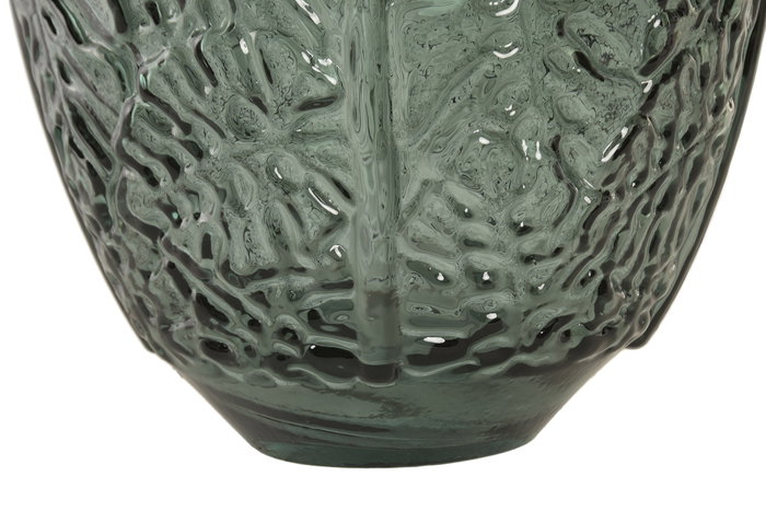 DKD Home Decor Jarrón de Cristal Reciclado con Diseño de Hojas Verde
