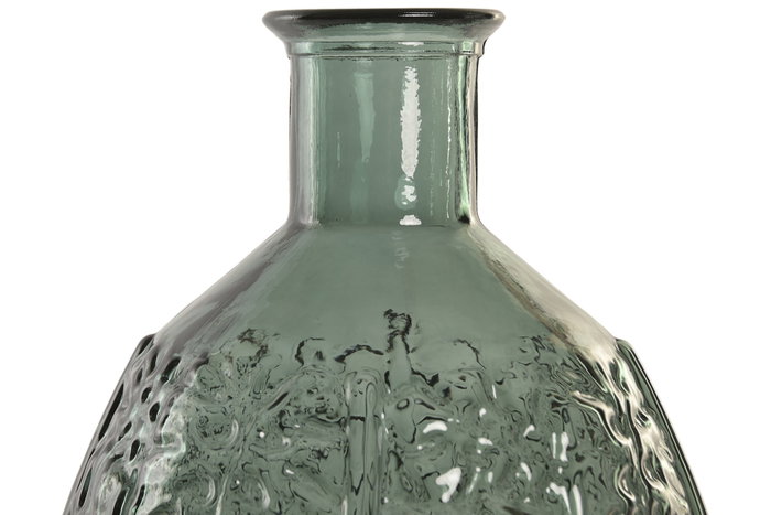 DKD Home Decor Jarrón de Cristal Reciclado con Diseño de Hojas Verde