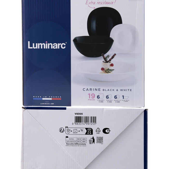 Vajilla Opal Carine N&B Luminarc 19 Piezas - 6 Personas