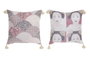 DKD Home Decor Cojín de Poliéster con Flecos Multicolor, Set de 4