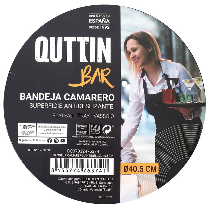 My Bar Bandeja Camarero Antideslizante 40.4 cm x 40.4 cm (12 Unidades)