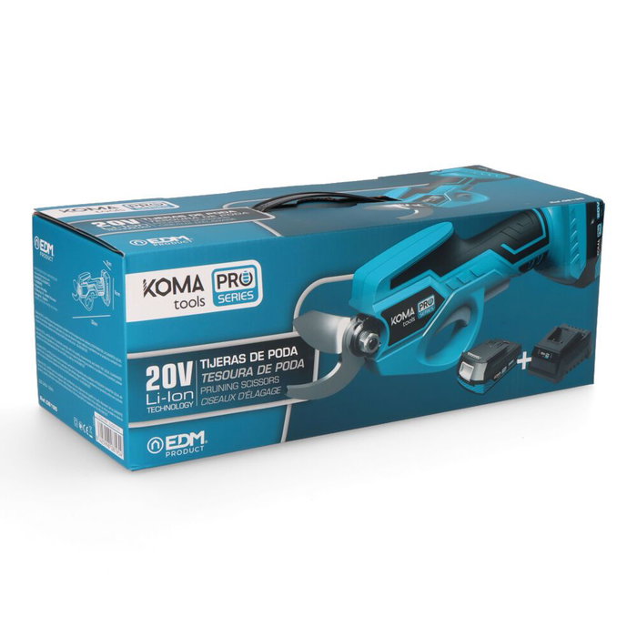 Koma Tools Tijera de Poda Eléctrica 20V-TP, Batería Incluida, 20V, Diámetro de Corte Máximo Ø28mm, Kit con Cargador