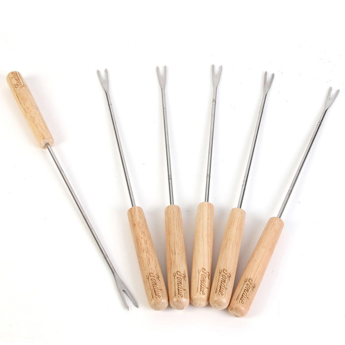 Cook Concept Juego de 6 Pinchos para Fondue Bistrot Acero Inoxidable y Madera 23 cm