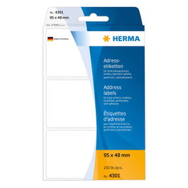 HERMA Etiquetas de dirección 4301 blanco 95,0 x 48,0 mm - 250 unidades