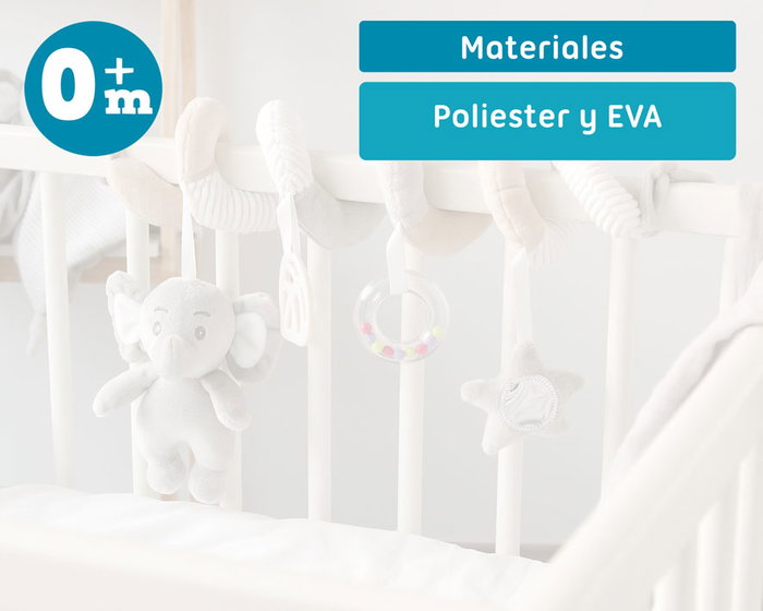 KioKids Dolci Amici Peluche Espiral Elefante Gris Y Beige 35 cm con Sonajero y Mordedor para Bebé +0 Meses KioKids Dolci Amici Peluche Espiral Elefante Gris Y Beige 35 cm con Sonajero y Mordedor para Bebé +0 Meses