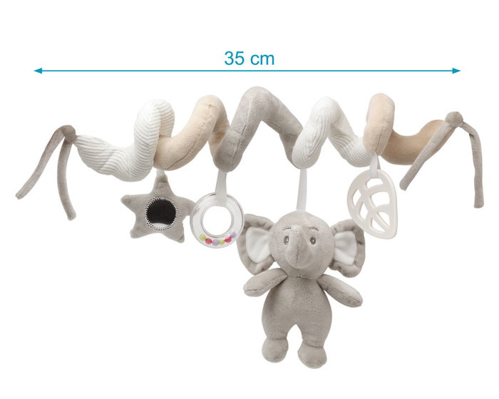 KioKids Dolci Amici Peluche Espiral Elefante Gris Y Beige 35 cm con Sonajero y Mordedor para Bebé +0 Meses KioKids Dolci Amici Peluche Espiral Elefante Gris Y Beige 35 cm con Sonajero y Mordedor para Bebé +0 Meses