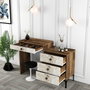 Hanah Home Lizbon 552 Mesa de Maquillaje Tocador Nogal y Blanco Patas Metal 124cm Ancho