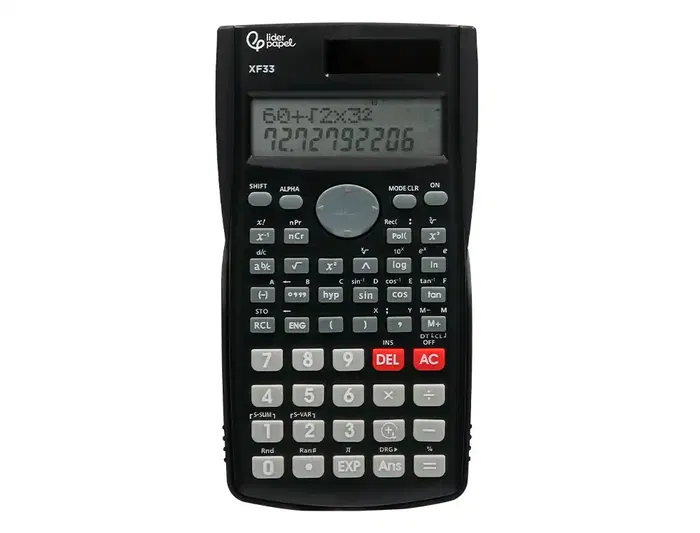 Liderpapel XF33 Calculadora Científica 12 Dígitos 240 Funciones Solar y Pila, Pantalla 2 Líneas, Tapa Rígida, Color Negro 156x85x20mm