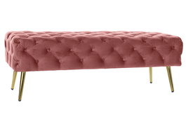 DKD Home Decor Descalzadora de Terciopelo Rosa y Dorado