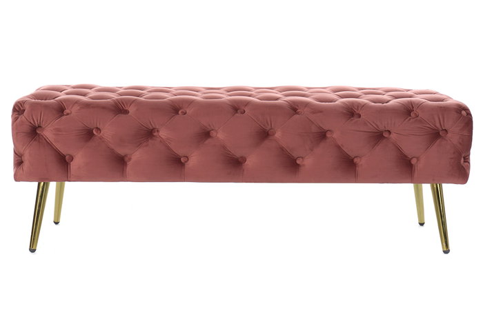DKD Home Decor Descalzadora de Terciopelo Rosa y Dorado