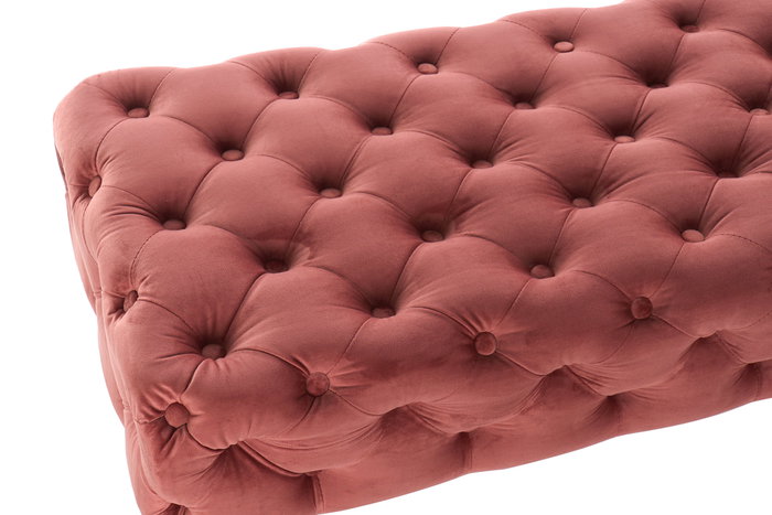 DKD Home Decor Descalzadora de Terciopelo Rosa y Dorado