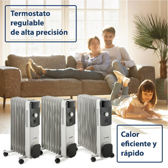 Blaupunkt Radiador de Aceite 2000W, 9 Elementos, Calefactor Eléctrico de Alto Rendimiento