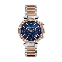 Michael Kors MK6141 con esfera azul y caja oro rosa
