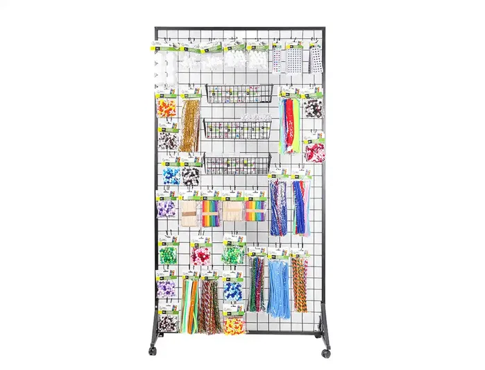 Liderpapel Expositor metálico para productos de manualidades con 373 unidades surtidas, 40 ganchos y 3 bandejas Liderpapel Expositor metálico para productos de manualidades con 373 unidades surtidas, 40 ganchos y 3 bandejas