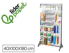 Liderpapel Expositor Metálico para Manualidades con 373 Unidades Surtidas, 40 Ganchos y 3 Bandejas