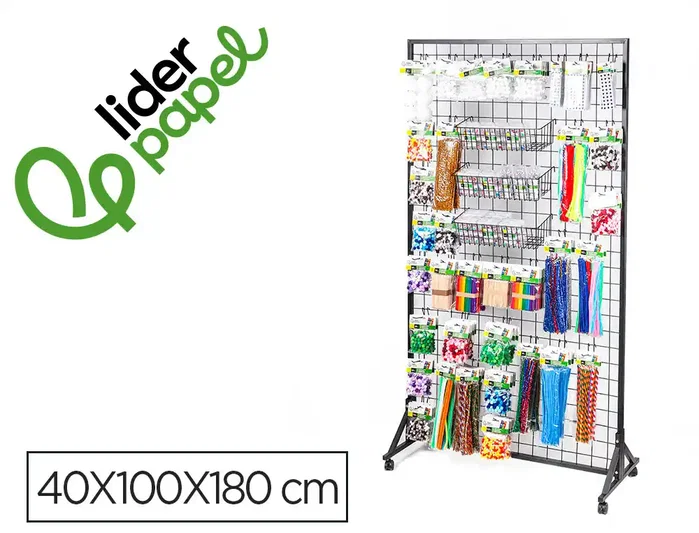 Liderpapel Expositor metálico para productos de manualidades con 373 unidades surtidas, 40 ganchos y 3 bandejas Liderpapel Expositor metálico para productos de manualidades con 373 unidades surtidas, 40 ganchos y 3 bandejas