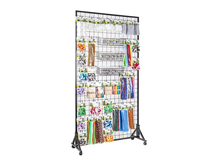 Liderpapel Expositor metálico para productos de manualidades con 373 unidades surtidas, 40 ganchos y 3 bandejas Liderpapel Expositor metálico para productos de manualidades con 373 unidades surtidas, 40 ganchos y 3 bandejas