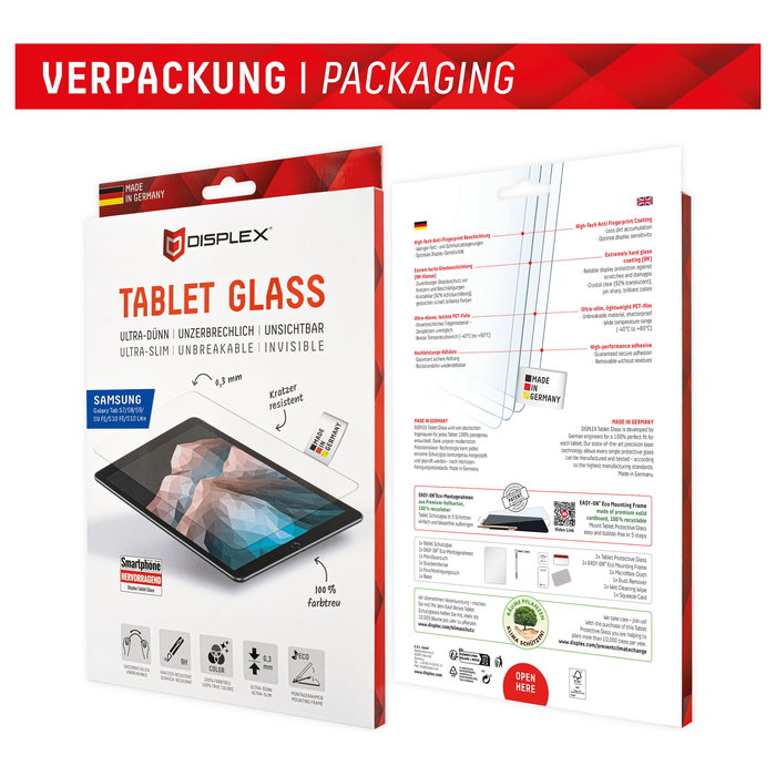 Displex Protector de Pantalla Cristal Templado 9H 27.9 cm (11") para Samsung Galaxy Tab S7 S8 S9 S9 FE S10 FE S10 Lite - DISPLEX Tablet Glass