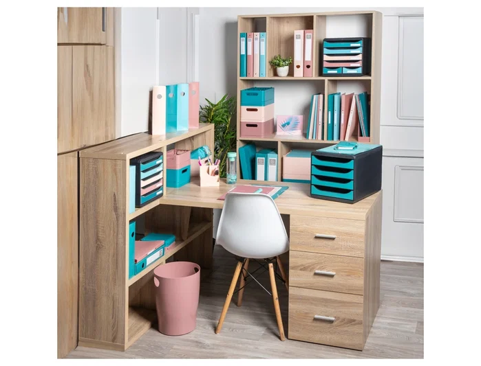 Exacompta Fichero Cajones Sobremesa Skandi DIN A4+ Polipropileno Reciclado 6 Cajones Colores Surtidos