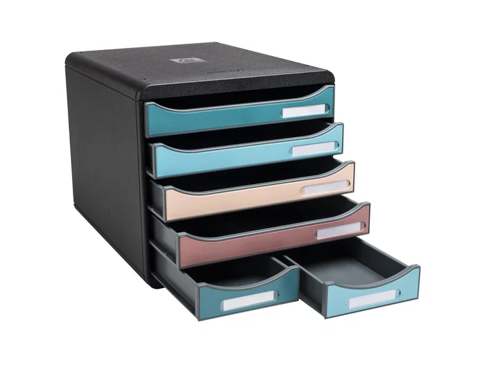 Exacompta Fichero Cajones Sobremesa Skandi DIN A4+ Polipropileno Reciclado 6 Cajones Colores Surtidos