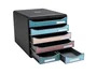 Exacompta Fichero Cajones Sobremesa Skandi DIN A4+ Polipropileno Reciclado 6 Cajones Colores Surtidos