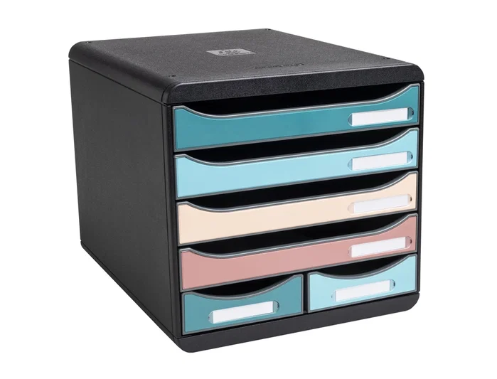 Exacompta Fichero Cajones Sobremesa Skandi DIN A4+ Polipropileno Reciclado 6 Cajones Colores Surtidos