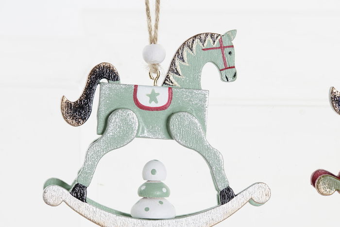 DKD Home Decor Decoración Colgante Navidad Fantasía Rojo Verde Madera 12 x 32 x 17.5 cm (12 Unidades)