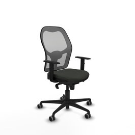 PIQUERAS Y CRESPO Silla de oficina Jorquera con mecanismo Sincro, Tela Negra y Malla Gris