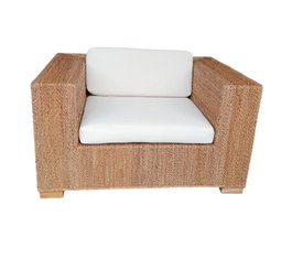 DKD Home Decor Sillón de Fibra y Teca con Cojines