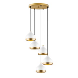Opviq Lámpara de Araña M-7007 de Metal Color Blanco, Elegante para Hogar, 43 x 43 x 111 cm