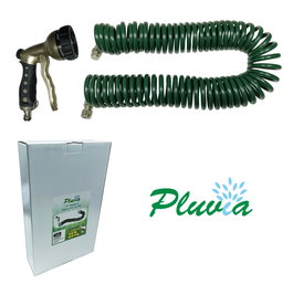 PLUVIA Manguera Espiral 3/8 x 15,0 m con Pistola y Accesorios