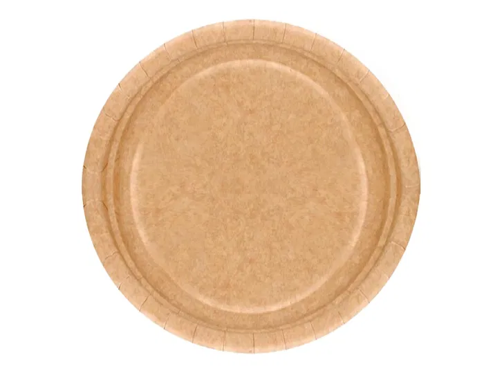 Blanca Plato Carton Biodegradable Marron 22 cm Paquete 50 Unidades