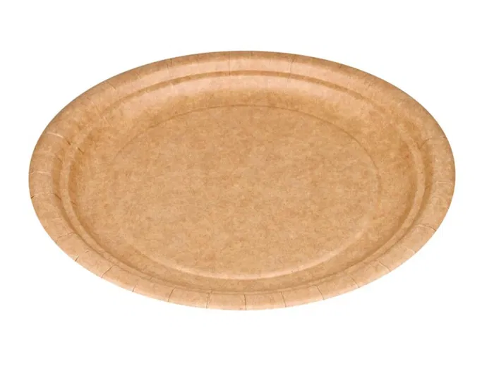 Blanca Plato Carton Biodegradable Marron 22 cm Paquete 50 Unidades