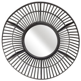 Home Deco Factory Espejo de Pared Negro Sauvage, Diseño Moderno, Diámetro 70 cm (71x4,5 cm)