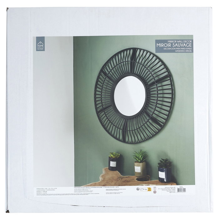 Home Deco Factory Espejo de Pared Negro Sauvage, Diseño Moderno, Diámetro 70 cm (71x4,5 cm) Home Deco Factory Espejo de Pared Negro Sauvage, Diseño Moderno, Diámetro 70 cm (71x4,5 cm)