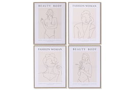 DKD Home Decor Cuadro Scandi Beige 8 Unidades 2.5 x 60 x 45 cm Lienzo PS