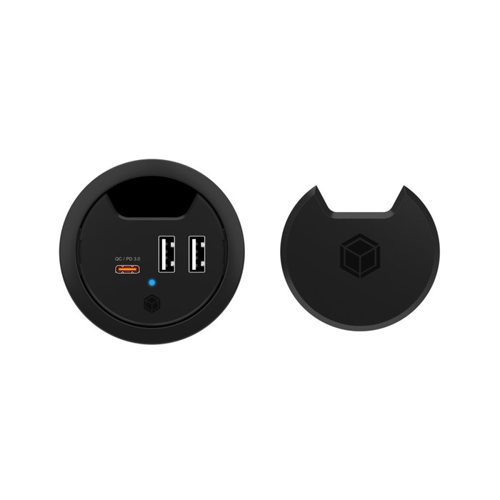 ICY BOX IB-HUB1407 Cargador de escritorio USB con Power Delivery y Quick Charge, Negro