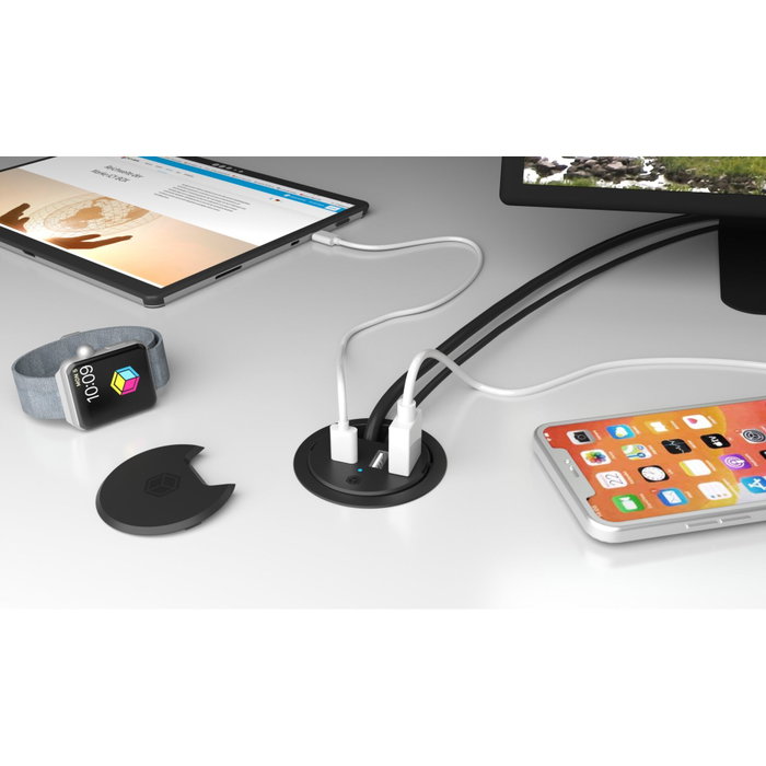 ICY BOX IB-HUB1407 Cargador de escritorio USB con Power Delivery y Quick Charge, Negro