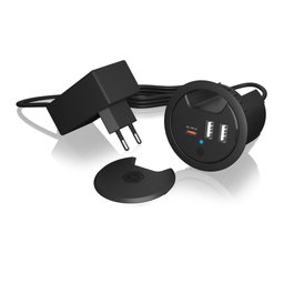 ICY BOX IB-HUB1407 Cargador de escritorio USB con Power Delivery y Quick Charge, Negro