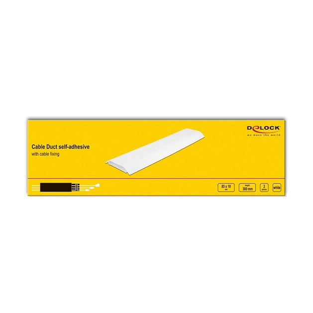 DeLOCK Canaleta para cables autoadhesiva 85 x 10 mm, 300 mm, 2 unidades, Blanco DeLOCK Canaleta para cables autoadhesiva 85 x 10 mm, 300 mm, 2 unidades, Blanco