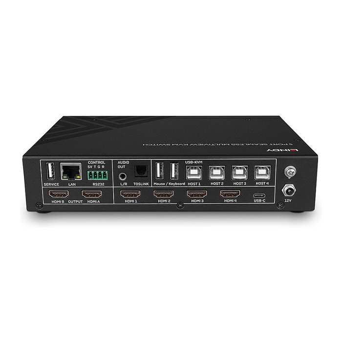 Lindy 32330 Switch KVM de 5 Puertos con Vista Multivisión 4K HDMI y USB-C, 4096x2160 Pixeles, 60Hz, 7.1 Audio, Negro