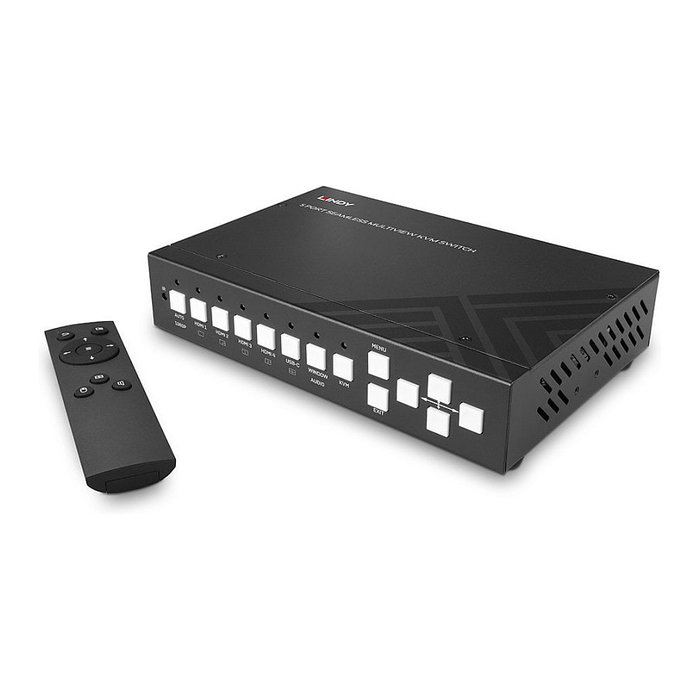 Lindy 32330 Switch KVM de 5 Puertos con Vista Multivisión 4K HDMI y USB-C, 4096x2160 Pixeles, 60Hz, 7.1 Audio, Negro