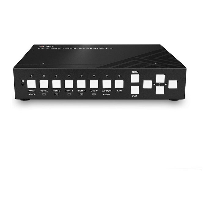 Lindy 32330 Switch KVM de 5 Puertos con Vista Multivisión 4K HDMI y USB-C, 4096x2160 Pixeles, 60Hz, 7.1 Audio, Negro