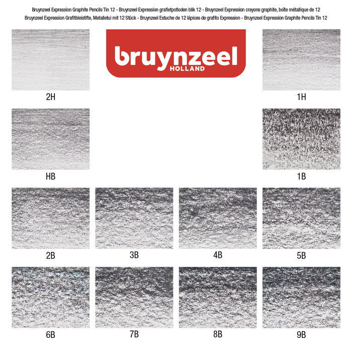 Bruynzeel Estuche de 12 lápices de grafito Expression