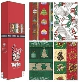 BASIKA Papel de Regalo Rollo Navidad 1x3 m (Caja de 40)