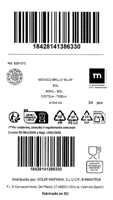 La Mediterranea Cuenco BLUR Monaco Brillo ø12cm (Pack de 26) de la colección BLUR de 12x12x5,5cm