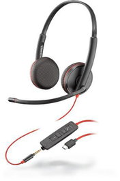 Poly Blackwire 3225 Auriculares Diadema con Conexión USB C y Jack 3.5mm, Rango de Frecuencia 20Hz - 20kHz