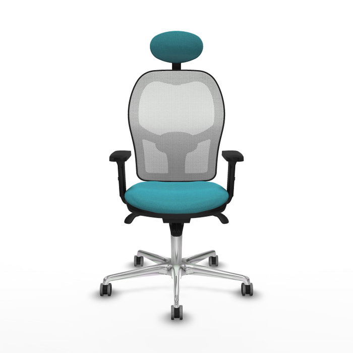 PIQUERAS Y CRESPO Silla de oficina Jorquera con mecanismo sincro, tela turquesa y malla blanca PIQUERAS Y CRESPO Silla de oficina Jorquera con mecanismo sincro, tela turquesa y malla blanca
