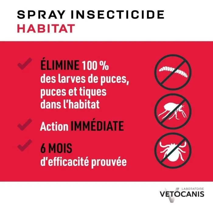 Vetocanis Spray Antipulgas y Antiácaros para el Hogar 500 ml para Gatos y Perros