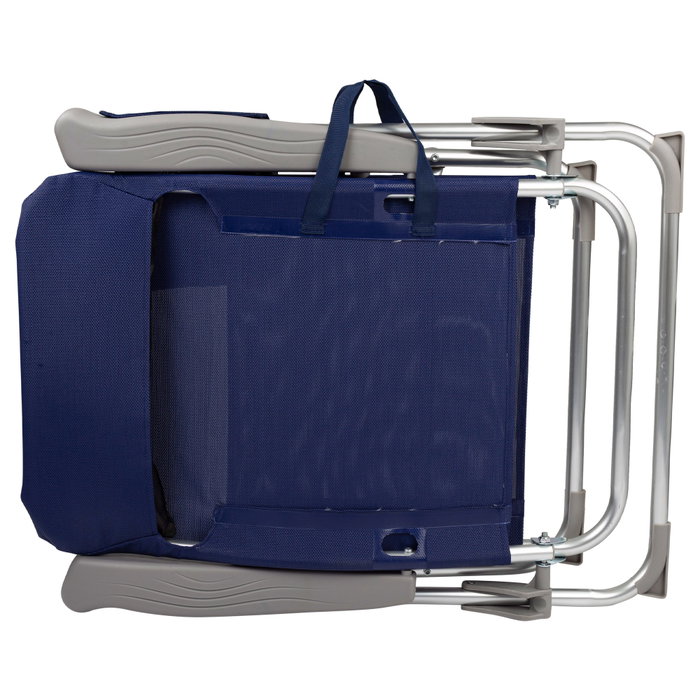 Aktive Silla de playa multiposición Slim con cojín y bolsillo Azul marino